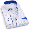 Men Long Sleeved Printed Turn-down Collar Slim Fit Formal Shirt