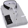 Men Long Sleeved Printed Turn-down Collar Slim Fit Formal Shirt