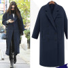 Winter Long Sleeve Double Breasted Buttons Women Wool Casual Long Coat Jacket