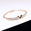 Letter Design Zircon Rose Gold Bangle Bracelet
