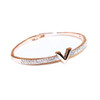 Letter Design Zircon Rose Gold Bangle Bracelet