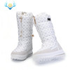 Winter Warm Nylon Round Toe Zipper Women Snow Knee-Length Boots Shoes