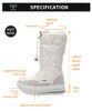 Winter Warm Nylon Round Toe Zipper Women Snow Knee-Length Boots Shoes