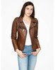Brown Leather Biker Jacket For Women