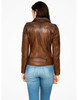 Brown Leather Biker Jacket For Women