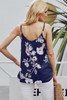 Navy Blue Floral Print Button Down Tank Top