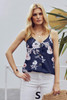 Navy Blue Floral Print Button Down Tank Top