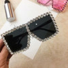 Oversized Square Diamond Sunglasses Women Yellow Big Frames Glasses