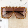 Oversized Square Diamond Sunglasses Women Yellow Big Frames Glasses