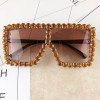 Oversized Square Diamond Sunglasses Women Yellow Big Frames Glasses