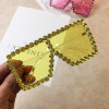 Oversized Square Diamond Sunglasses Women Yellow Big Frames Glasses