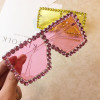 Oversized Square Diamond Sunglasses Women Yellow Big Frames Glasses