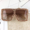 Oversized Square Diamond Sunglasses Women Yellow Big Frames Glasses