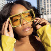 Oversized Square Diamond Sunglasses Women Yellow Big Frames Glasses