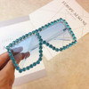 Oversized Square Diamond Sunglasses Women Yellow Big Frames Glasses