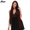 Fiber Long Straight Burgundy Patinum 613 Blonde  Synthetic Lace Front