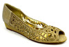 Indi Low Wedge Perforated Sandal Gold