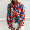 Elegant Floral Print Shirt Blouse Long Sleeve Loose Tops