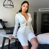 Double Zipper Two Piece Set T Shirt And Shorts Matching Sets Women