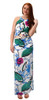 Floral Print Cut Out Waist Side Slit Crochet Tie Back Maxi Dress Gown
