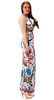 Floral Print Cut Out Waist Side Slit Crochet Tie Back Maxi Dress Gown