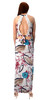 Floral Print Cut Out Waist Side Slit Crochet Tie Back Maxi Dress Gown