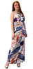Floral Print Cut Out Waist Side Slit Crochet Tie Back Maxi Dress Gown