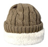 Double Layer Fleece Lined Unisex Cable Knit Winter Beanie Hat Cap