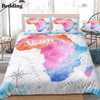 Colorful Watercolor Abstract Africa Map White Bedding Set