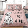 Cartoon Dog Pink Bedding Set