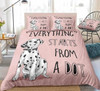 Cartoon Dog Pink Bedding Set