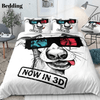Dog with 3D Red Blue Glasses Bedding Set