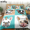 Bulldog Portraits with Gold Glitter Bedding Set