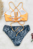 YELLOW AND LEAVES PRINT BIKINI