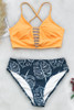 YELLOW AND LEAVES PRINT BIKINI