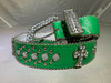 LADIES LEATHER LIKE RHINESTONE BLING WESTERN STYLE BELT - AMERICAN PASSION