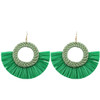 Leopard Print Wicker Woven Round Coin and Fringe Earrings