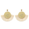 Leopard Print Wicker Woven Round Coin and Fringe Earrings