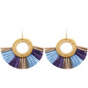 Leopard Print Wicker Woven Round Coin and Fringe Earrings