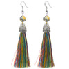 Lava Bead And Colorful Fringe Drop Earrings