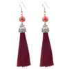 Lava Bead And Colorful Fringe Drop Earrings