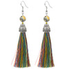 Lava Bead And Colorful Fringe Drop Earrings