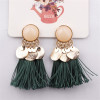 Opal Pearl and Golden Charm Coin Tassel Earrings