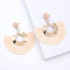 Half Cresent And Pom Pom Fringe Post Earrings