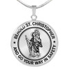 Stainless Steel SAINT CHRISTOPHER Necklace Pendant -Behold St. Christopher and Go your Way in Safety - Religious jewelry good wishes to travelers Gifts For Son, Grandson, Granddaughter, daughter