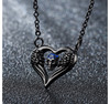 Winged heart skull necklace
