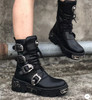 Skull buckle gothic ankle boots