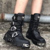 Skull buckle gothic ankle boots
