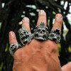 SS hammered skull ring