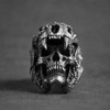 SS hammered skull ring